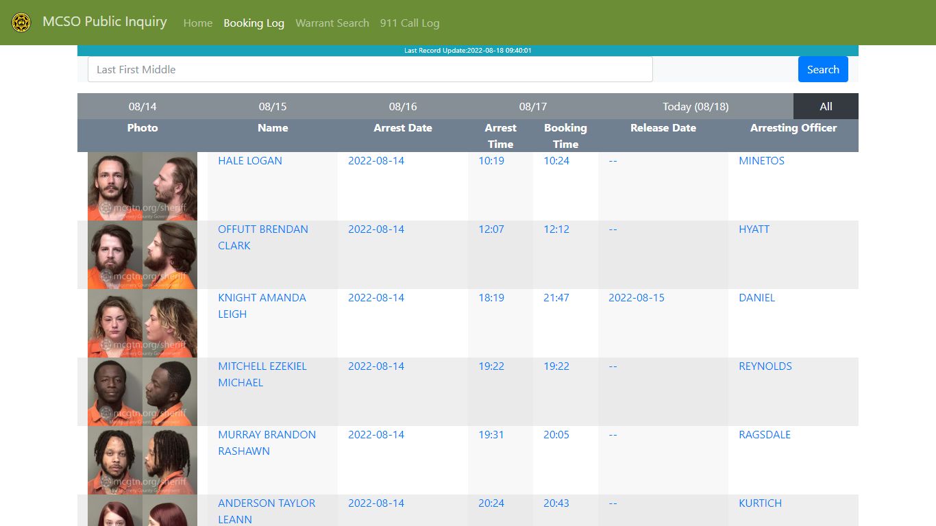 MCSO Public Inquiry: Booking Log - api.mcgtn.org